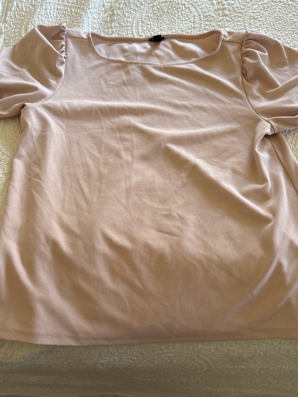 Women’s Puff Sleeve Scoop Neck Top - Blush Pink